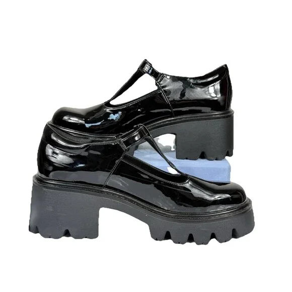 Dream Pairs Chunky Platform Mary Jane Shoes Black Patent Lug Sole 8.5 - Picture 3 of 12